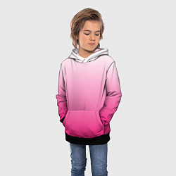 Толстовка-худи детская Бело-розовый градиент, цвет: 3D-черный — фото 2