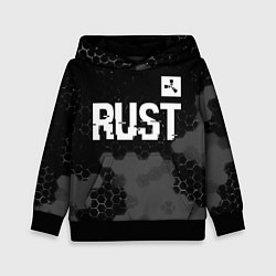 Толстовка-худи детская Rust glitch на темном фоне посередине, цвет: 3D-черный