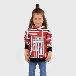 Толстовка-худи детская Полосы на красном фоне, цвет: 3D-черный — фото 2