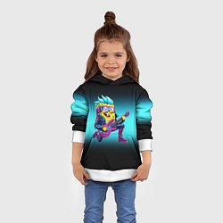 Толстовка-худи детская Sponge Bob - rock guitarist - ai art, цвет: 3D-белый — фото 2