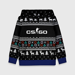 Толстовка-худи детская CS GO новогодний свитер с оленями, цвет: 3D-синий