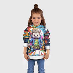 Толстовка-худи детская Городской ёжик, цвет: 3D-белый — фото 2