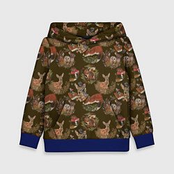 Толстовка-худи детская Разные животные, цвет: 3D-синий