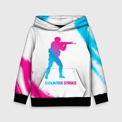 Толстовка-худи детская Counter Strike neon gradient style, цвет: 3D-черный