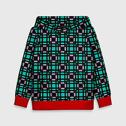 Детская толстовка Зелено-сиреневый с черный клетчатый узор