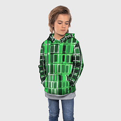 Толстовка-худи детская Зелёные прямоугольники, цвет: 3D-меланж — фото 2