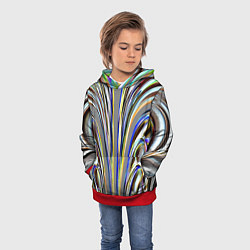 Толстовка-худи детская Струйчатый перламутровый узор, цвет: 3D-красный — фото 2