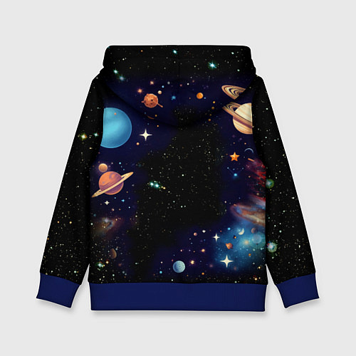 Детская толстовка Крутой котик в открытом космосе - нейросеть / 3D-Синий – фото 2