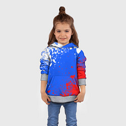 Толстовка-худи детская Флаг России - брызги, цвет: 3D-меланж — фото 2