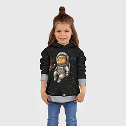 Толстовка-худи детская Капибара бравый космонавт - фантазия, цвет: 3D-меланж — фото 2