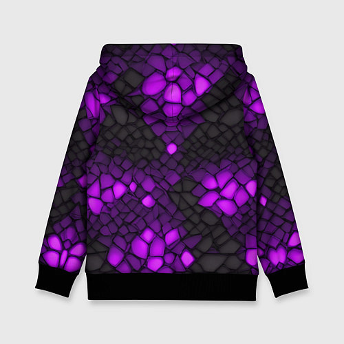 Детская толстовка Фиолетовый трескающийся камень / 3D-Черный – фото 2