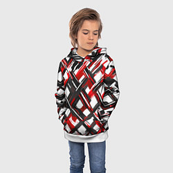 Толстовка-худи детская Красные и чёрные мазки, цвет: 3D-белый — фото 2