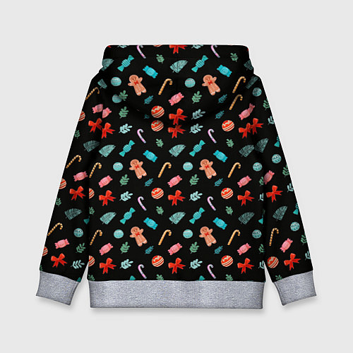 Детская толстовка Новогодние игрушки на черном / 3D-Меланж – фото 2