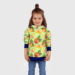 Толстовка-худи детская Мандарины с дольками, цвет: 3D-синий — фото 2