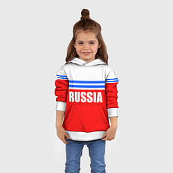 Толстовка-худи детская Russia - classic, цвет: 3D-белый — фото 2