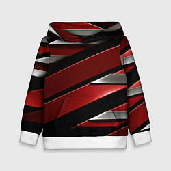 Толстовка-худи детская Красная металическая абстракция, цвет: 3D-белый