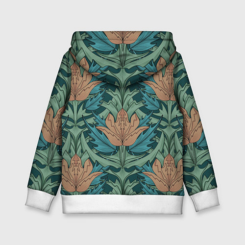 Детская толстовка Цветы в стиле Уильяма Морриса - паттерн / 3D-Белый – фото 2