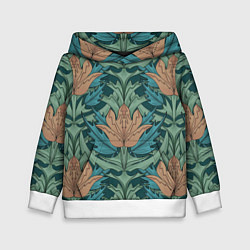 Толстовка-худи детская Цветы в стиле Уильяма Морриса - паттерн, цвет: 3D-белый