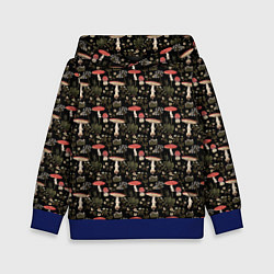 Толстовка-худи детская Goblincore - мухоморы, цвет: 3D-синий