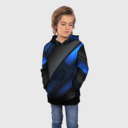 Толстовка-худи детская Абстрактный синий фон, цвет: 3D-черный — фото 2