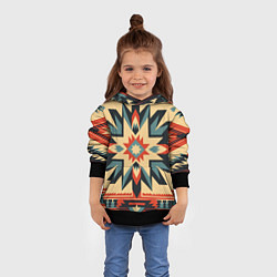Толстовка-худи детская Орнамент в стиле американских индейцев, цвет: 3D-черный — фото 2
