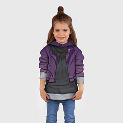 Толстовка-худи детская Фиолетовая косуха лича с черепами, цвет: 3D-меланж — фото 2