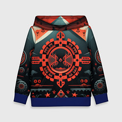 Толстовка-худи детская Рисунок в стиле американских индейцев, цвет: 3D-синий