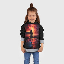Толстовка-худи детская Девушка на закате - космос, цвет: 3D-меланж — фото 2