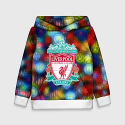 Толстовка-худи детская Liverpool все logo неон, цвет: 3D-белый
