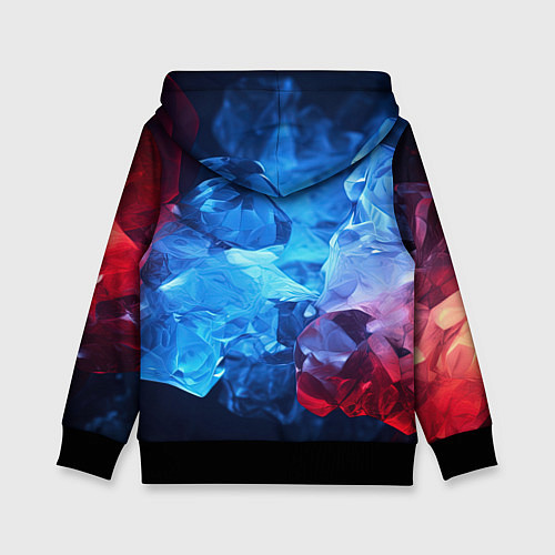 Детская толстовка Синяя ледяная абстракция с красным / 3D-Черный – фото 2
