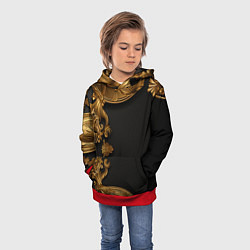 Толстовка-худи детская Золотые объемные узоры, цвет: 3D-красный — фото 2