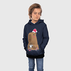 Толстовка-худи детская Новогодняя капибара - 2024, цвет: 3D-черный — фото 2