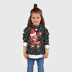 Толстовка-худи детская Санта Клаус с гирляндой, цвет: 3D-белый — фото 2
