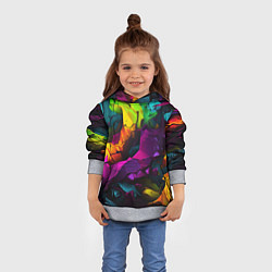 Толстовка-худи детская Яркие разноцветные краски, цвет: 3D-меланж — фото 2
