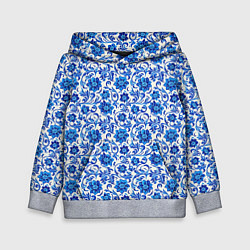 Толстовка-худи детская Гжель классика, цвет: 3D-меланж