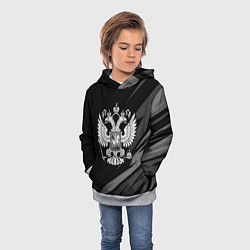 Толстовка-худи детская Герб России - черно-белая абстракция, цвет: 3D-меланж — фото 2