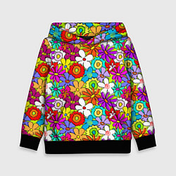 Толстовка-худи детская Floral multicolour, цвет: 3D-черный