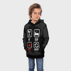 Толстовка-худи детская Eat, sleep, GTA6, repeat, цвет: 3D-черный — фото 2