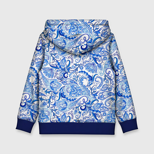 Детская толстовка Гжельская роспись на белом фоне / 3D-Синий – фото 2