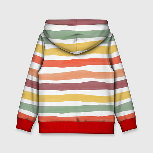 Детская толстовка Разноцветные полосы от руки / 3D-Красный – фото 2