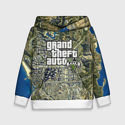 Толстовка-худи детская GTA 5 карта, цвет: 3D-белый