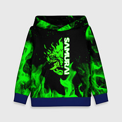 Толстовка-худи детская Samurai green fire toxic, цвет: 3D-синий