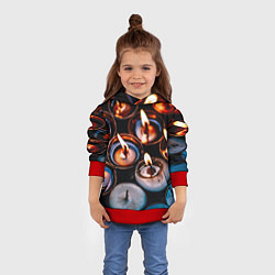 Толстовка-худи детская Новогодние горящие свечи, цвет: 3D-красный — фото 2