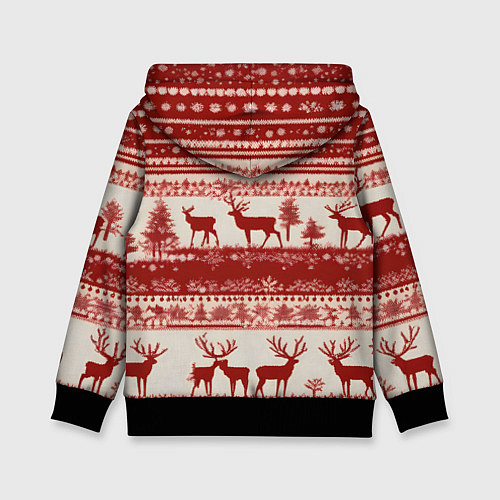 Детская толстовка Красные олени / 3D-Черный – фото 2