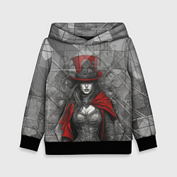 Толстовка-худи детская Девушка в цилиндре, цвет: 3D-черный