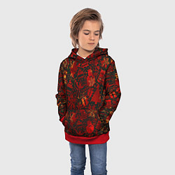 Толстовка-худи детская Ёлочные игрушки и ёлки, цвет: 3D-красный — фото 2