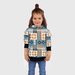 Толстовка-худи детская Этнический мозаичный геометрический паттерн, цвет: 3D-черный — фото 2