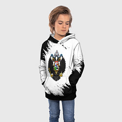 Толстовка-худи детская Герб РФ имперская символика, цвет: 3D-черный — фото 2