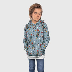 Толстовка-худи детская Новогодний паттерн с гномами, цвет: 3D-белый — фото 2