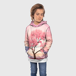 Толстовка-худи детская Вишневое дерево в полном цвету, цвет: 3D-белый — фото 2